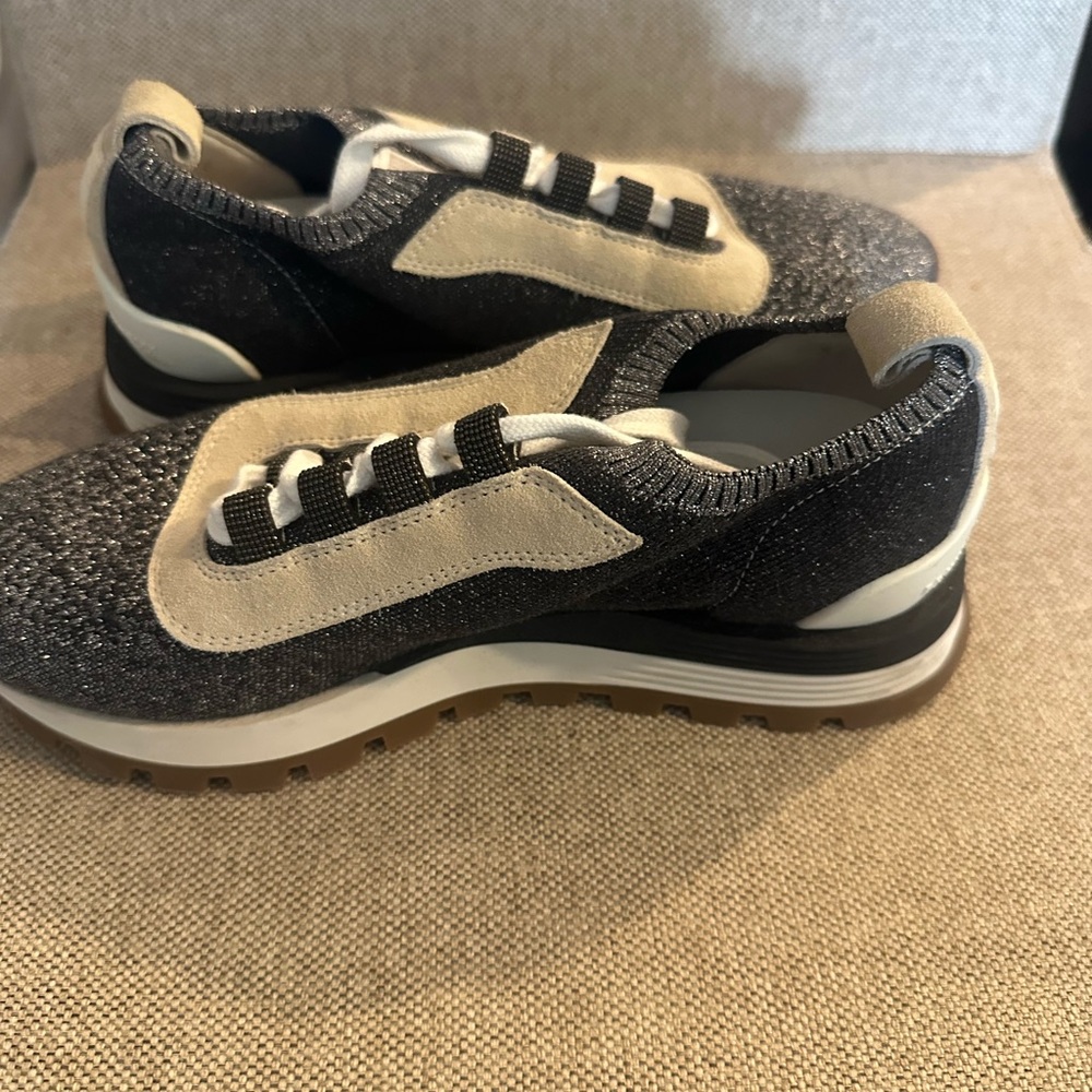 Brunello Cucinelli Charcoal and Beige Women's Sneakers - Picture 5 of 5